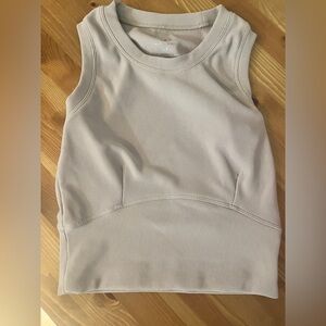 Beige Sleeveless Ribbed Top